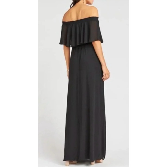 Show Me Your Mumu Hacienda Black Maxi Dress Ruffle Chiffon Size Medium - Picture 2 of 6